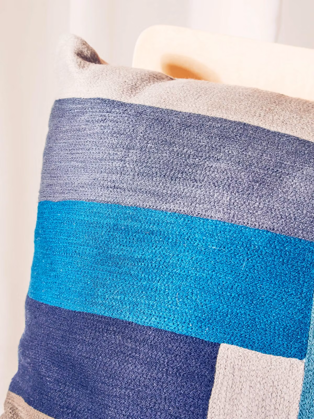 Orsina Blue Striped Square Cotton Cushion – 1
