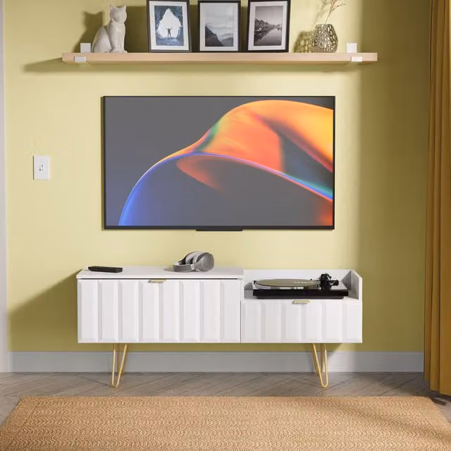 2 U Metro Ready Assembled 2 Drawer Coffee TV Unit in White and Gold