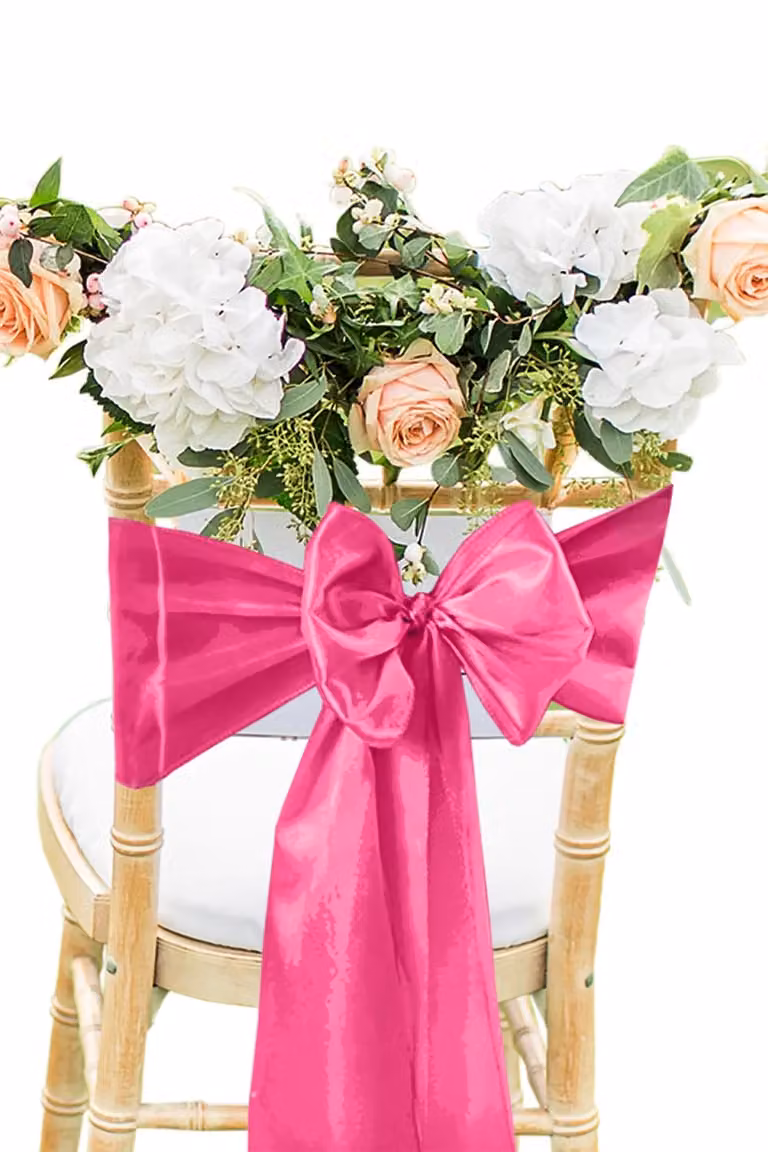 Neel Blue Set of 25 Pink Satin Chair Sashes for Wedding and Party Decoration, W: 17.78 cm, L: 274.32 cm
