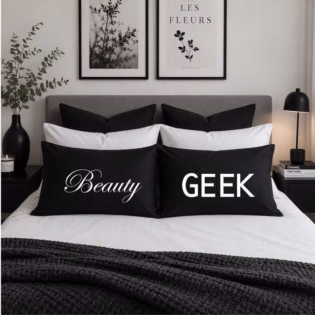 60 Second Makeover Black Beauty and the Geek Cotton Pillow Cases