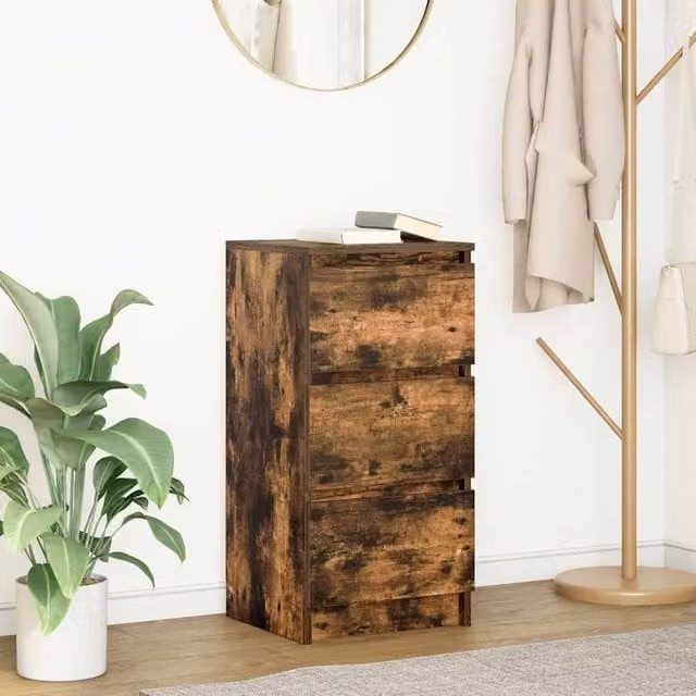 Berkfield Home Smoked Oak Sideboard in Brown, W/D/H: 37.5 x 35 x 76 cm – 1