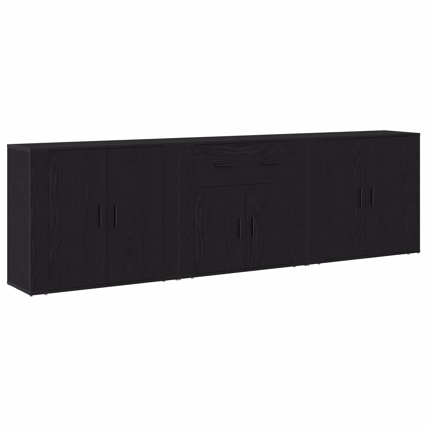 Berkfield Home Set of 3 Modern Black Oak Sideboards in Matt Engineered Wood – 2