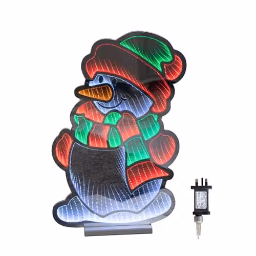 Samuel ALEXANDER 60cm Light up Snowman Infinity Christmas Tabletop Decoration with Red, White and Green Multicolour LEDs – 3