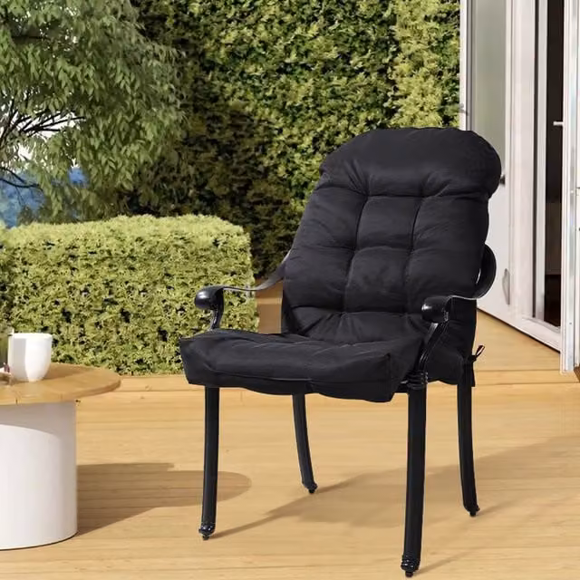 Livingandhome Black Waterproof Quilted Outdoor Chair Cushion, Width: 125 cm