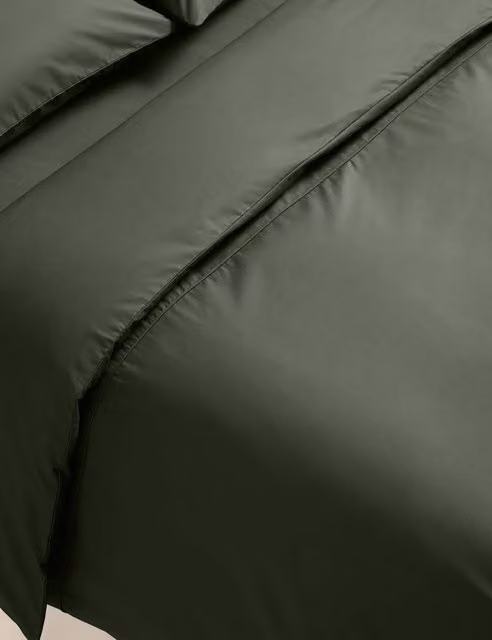 M&S Egyptian Cotton 230 Thread Count Percale Duvet Cover in Green