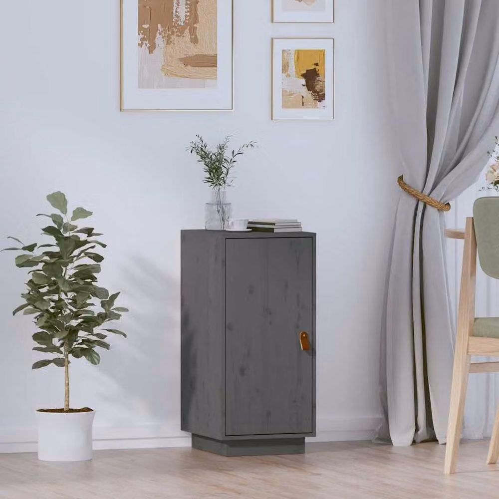 Berkfield Home Grey Rustic Solid Wood Pine Sideboard, W/D/H: 34 x 40 x 75 cm – 2