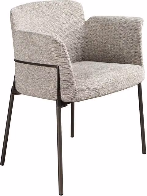Angel Cerda Grey Fabric Dining Chair with Stainless Steel Legs – 1
