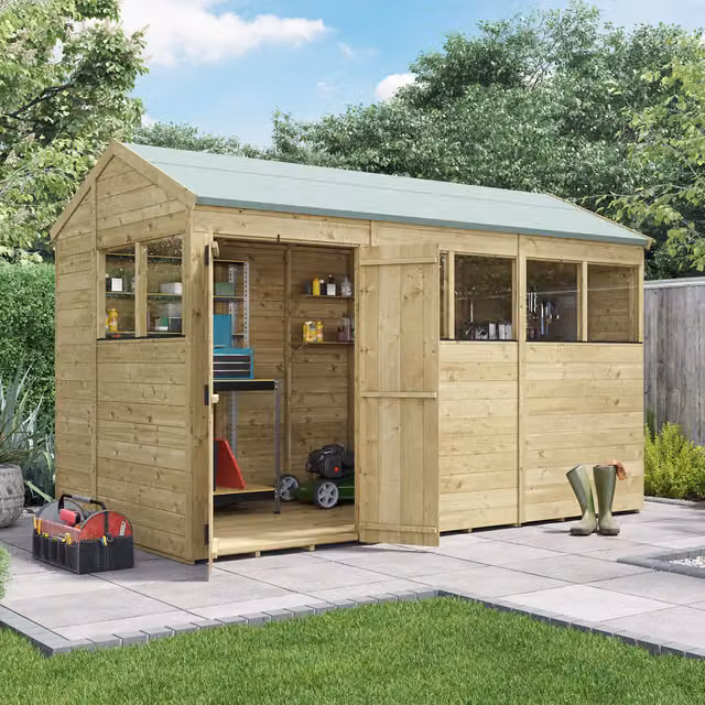 BillyOh Brown Wooden Apex Shed with Window and Tongue and Groove Construction, 12 x 6 ft