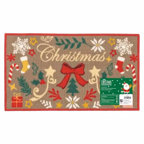 JVL Scandi Christmas Washable Door Mat, Multicolour, W: 40 cm, D: 70 cm – 1