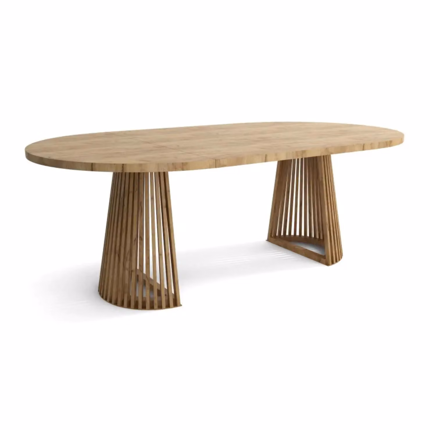 Heze Furniture Ruston Modern Round Extendable Dining Table in Brown Oak Finish, Diameter: 100 cm – 2