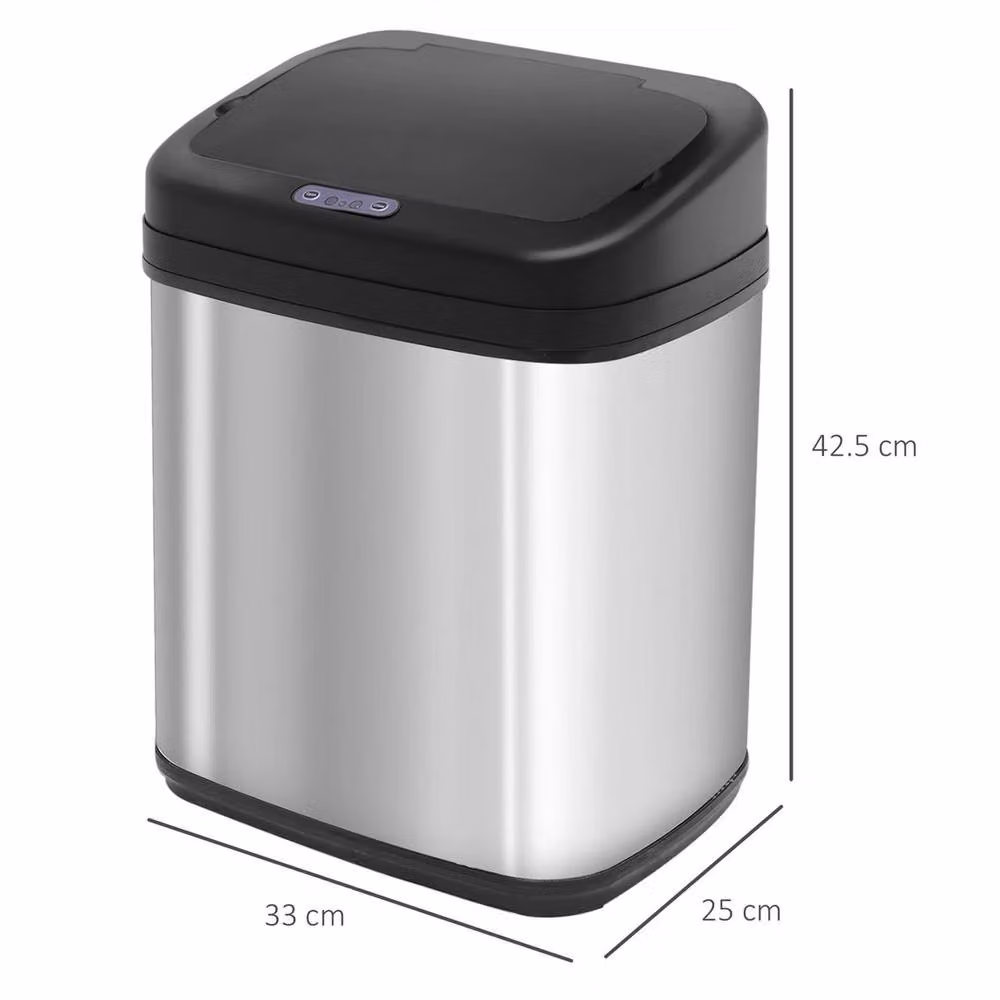 VOGREX 20L Stainless Steel Automatic Sensor Waste Bin in Silver – 2