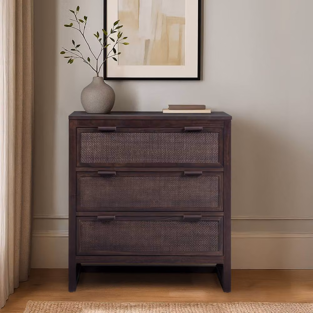 Teamson Home Hatteras Bedroom Dresser in Brown with Rattan Details, W: 76 cm, D: 34 cm, H: 79.3 cm – 3