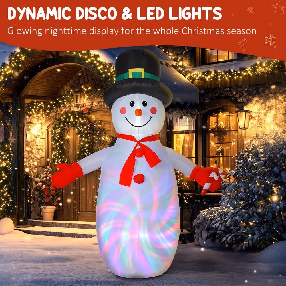 OUTSUNNY Inflatable Christmas Snowman for Indoor and Outdoor Decor, White, Height: 243.84 cm – 4