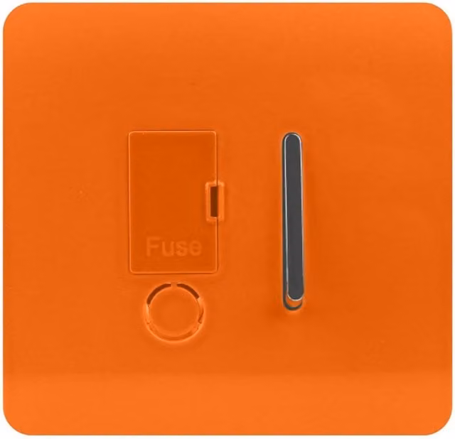 Trendi Switch Modern Glossy Tactile 13 A Single Fused Spur Connection Unit with Flex Outlet in Sunset Orange