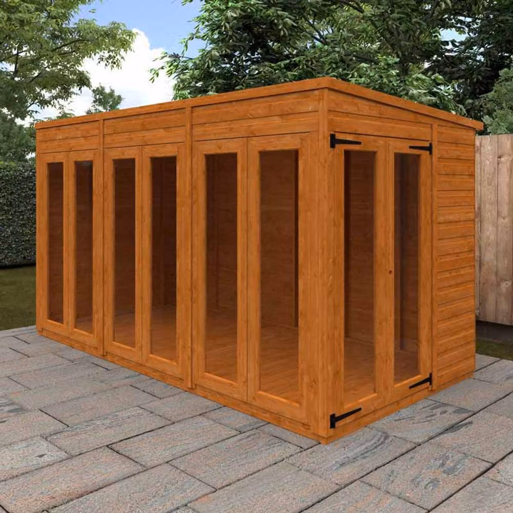 Buttercup Farm 12x6 Flex Pent Full Pane Summerhouse in Burnt Orange, W/D/H: 175 x 353.8 x 203 cm – 2