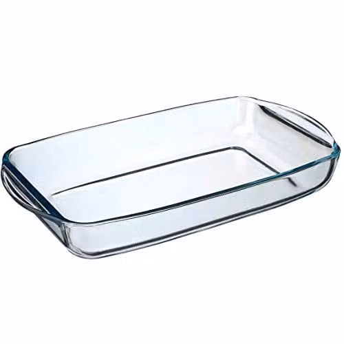 Pasabahce Borcam Transparent Glass Rectangular Roasting Dish, 2L