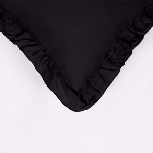 OHS Set of 2 Plain Faux Linen Frill Cushion Covers, Black, W/D/H: 45 x 45 x 45 cm – 4
