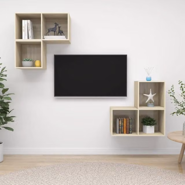 Berkfield Home 4 Piece Sonoma Oak TV Cabinet Set in Brown and Beige