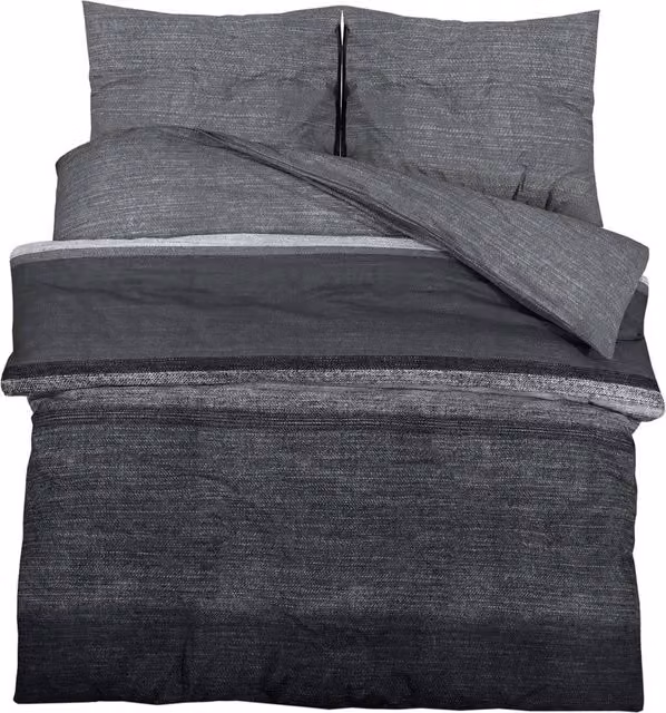 Berkfield Home Grey Cotton Duvet Cover and Pillowcase Set, W: 140 cm, H: 200 cm – 1