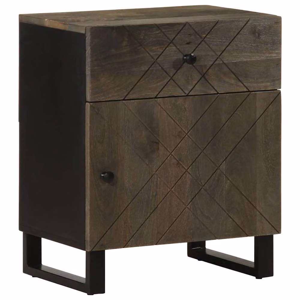 Berkfield Home Black Mango Wood Bedside Cabinet W/D/H: 50 x 33 x 60 cm – 2