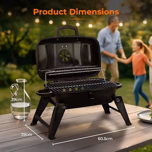 Tower Compact Tabletop Charcoal Grill in Black, W/D/H: 39.5 x 41.0 x 39.5 cm – 6