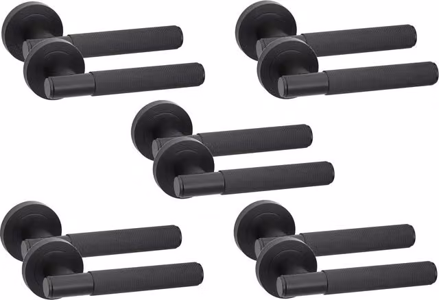 Golden Grace Matt Black T-Bar Door Handles, 5 Pairs
