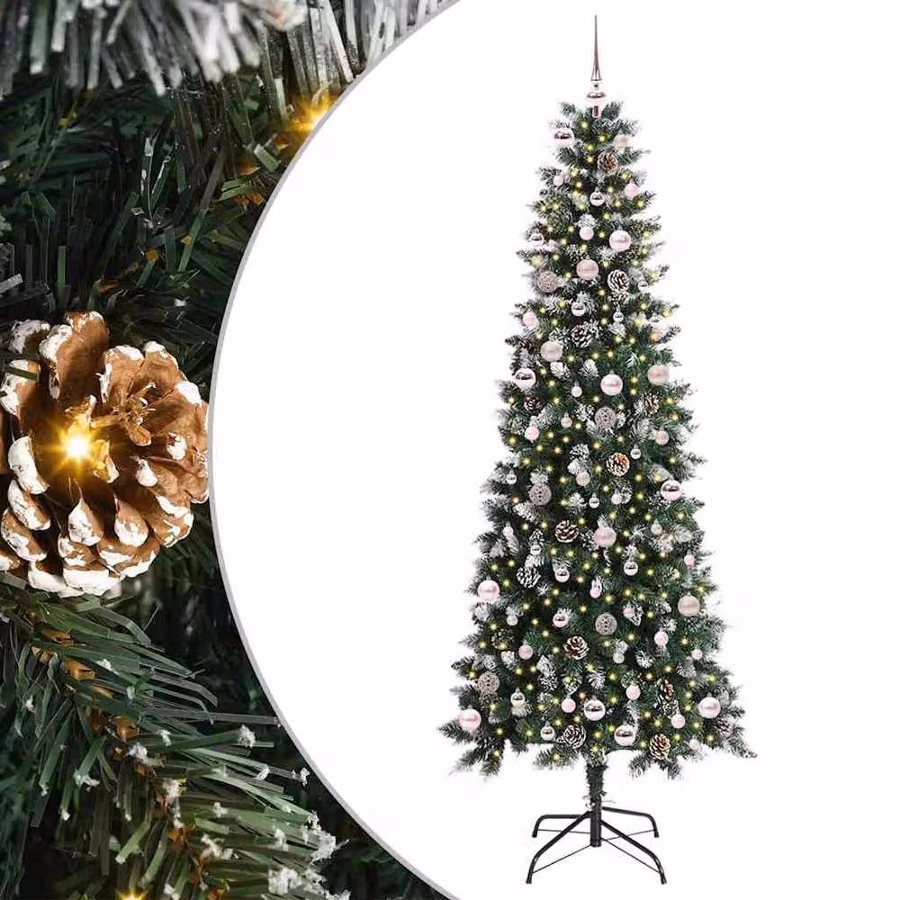 Berkfield Home Elegant Artificial Christmas Tree with 300 LEDs, Green, W/D/H: 96 x 96 x 240 cm – 3