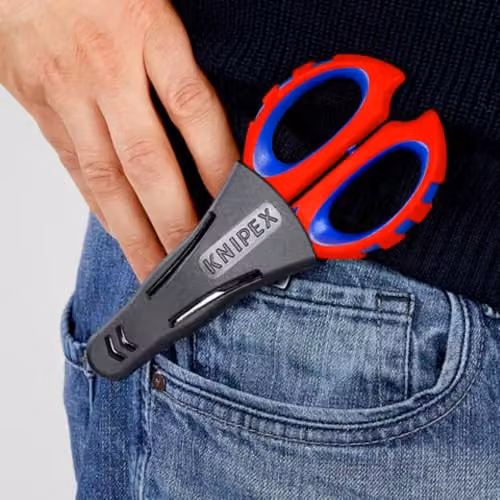 Knipex Electricians' Shears with Multi-Component Grips, 95 05 10 SB, Red and Blue – 2
