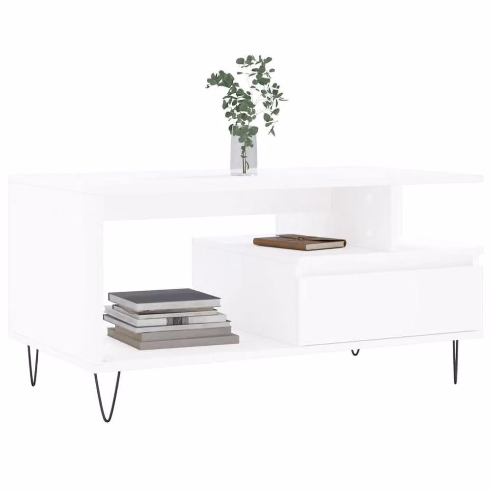 Berkfield Home Modern White Coffee Table, W/D/H: 90 x 49 x 45 cm – 2