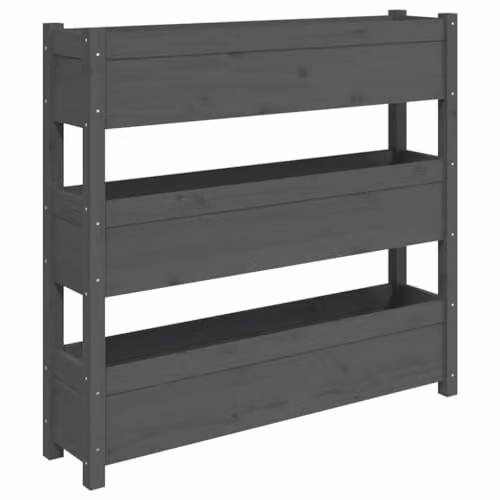 vidaXL Grey Wooden Raised Bed made of Solid Pine Wood W/D/H: 112 x 25 x 104.5 cm