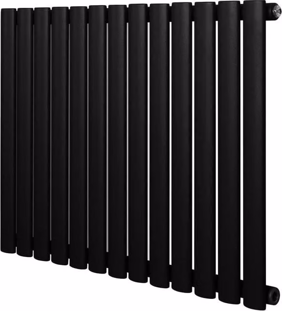 Monstershop Oval Single Column Steel Radiator in Black, W: 60.0 cm, H: 78.0 cm