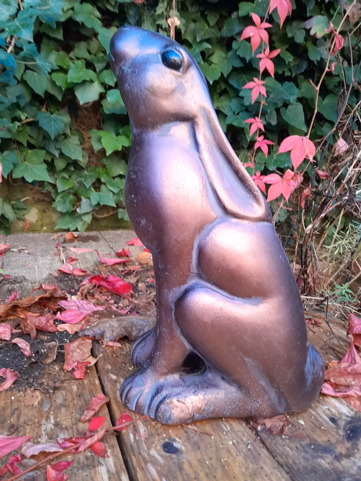 Inspirational Gifting Bronze Moongazing Hare Metal Garden Sculpture Ornament – 3