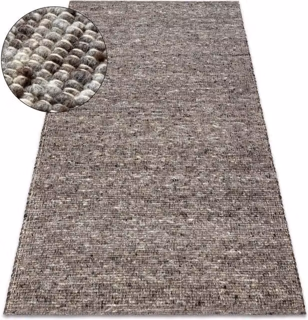RugsX Nepal Grey Wool Woven Rectangular Rug, W: 140 cm, D: 190 cm
