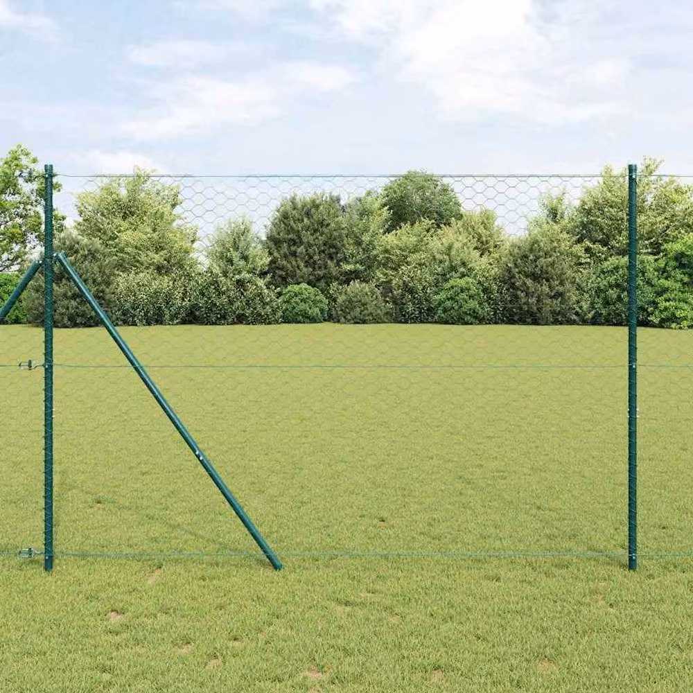 Berkfield Home Green Steel Hexagon Fence, 1.6 x 25 m – 2