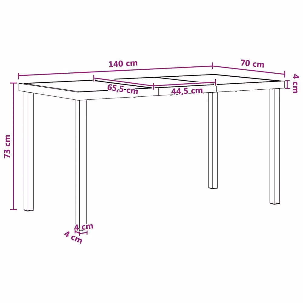 Berkfield 5 Piece Garden Dining Set in Black and Anthracite Steel, W/D/H: 140 x 70 x 73 cm – 3