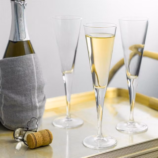 Bormioli Rocco Ypsilon Champagne Flutes, Transparent, 160 ml, Set of 6