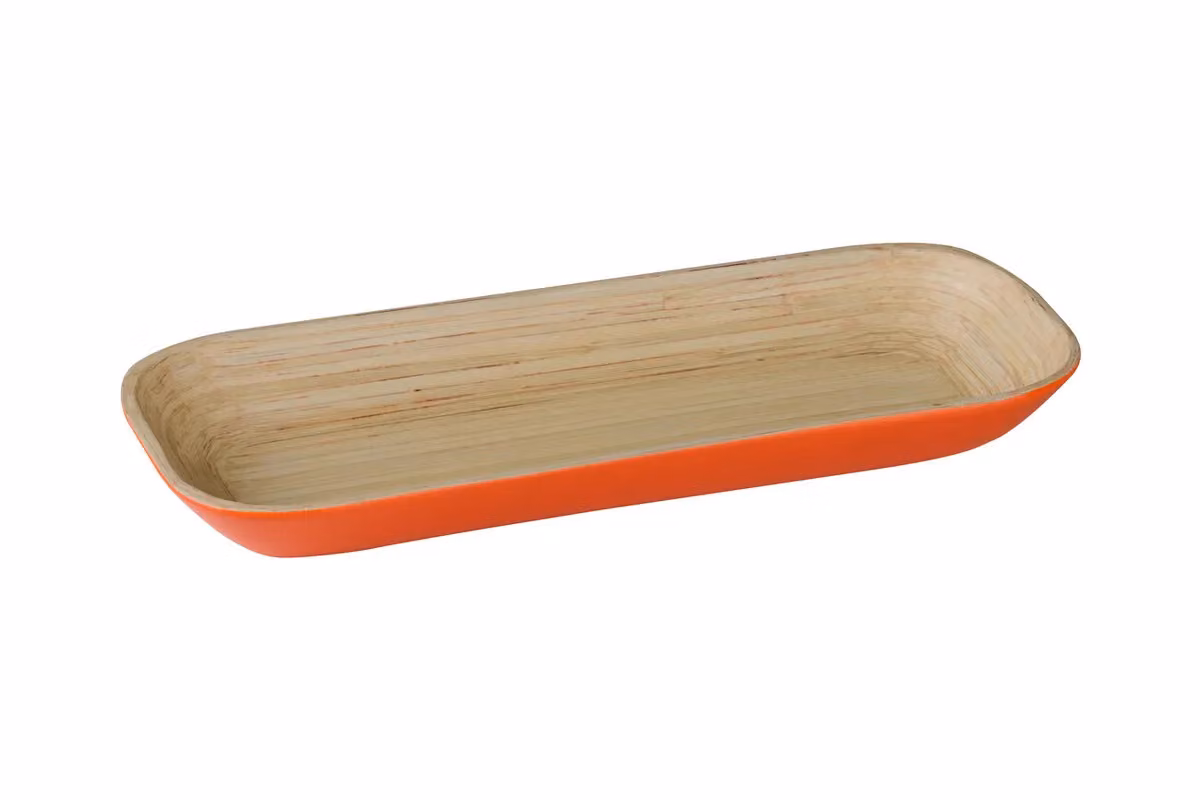 Orsina Kyoto Small Rectangular Bamboo Tray in Orange – 2