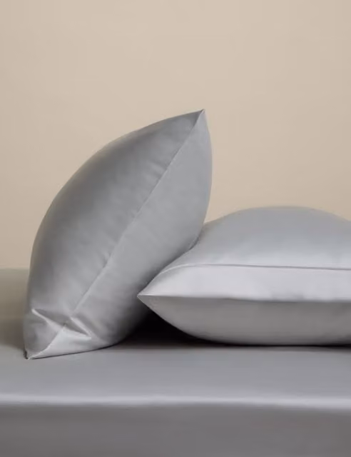 M&S Egyptian Cotton 230 Thread Count Mako Satin Silky Pillowcases in Grey