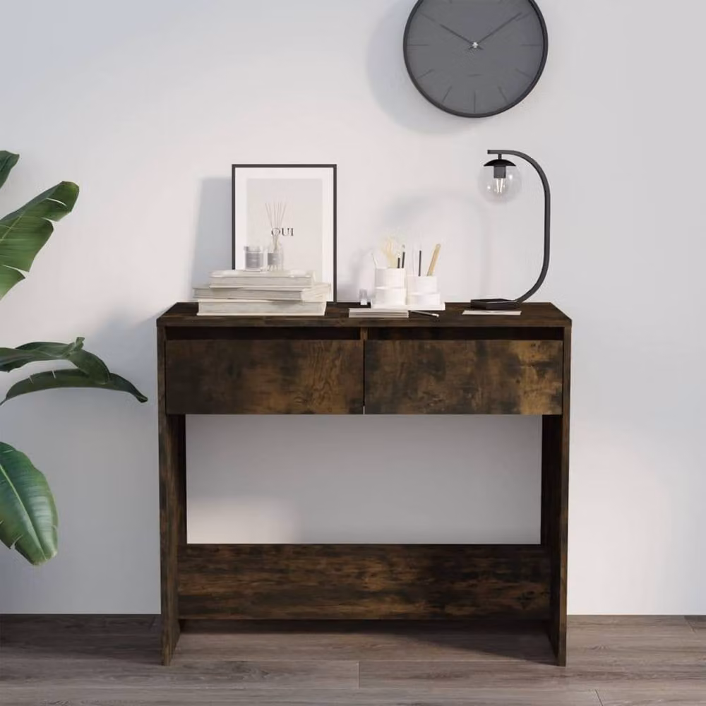 Berkfield Home Smoked Oak Console Table in Brown, W/D/H: 89 x 41 x 76.5 cm – 3