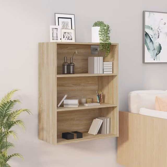 Berkfield Home Hanging Wall Cabinet in Sonoma Oak Brown, W/D/H: 69.5 x 32.5 x 90 cm