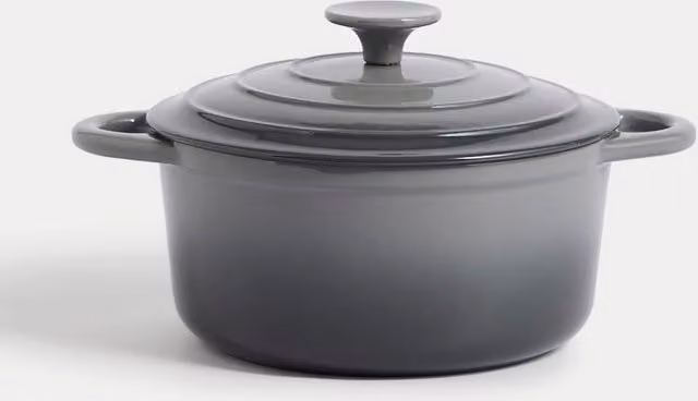 M&S Cast Iron Medium Casserole Dish in Grey