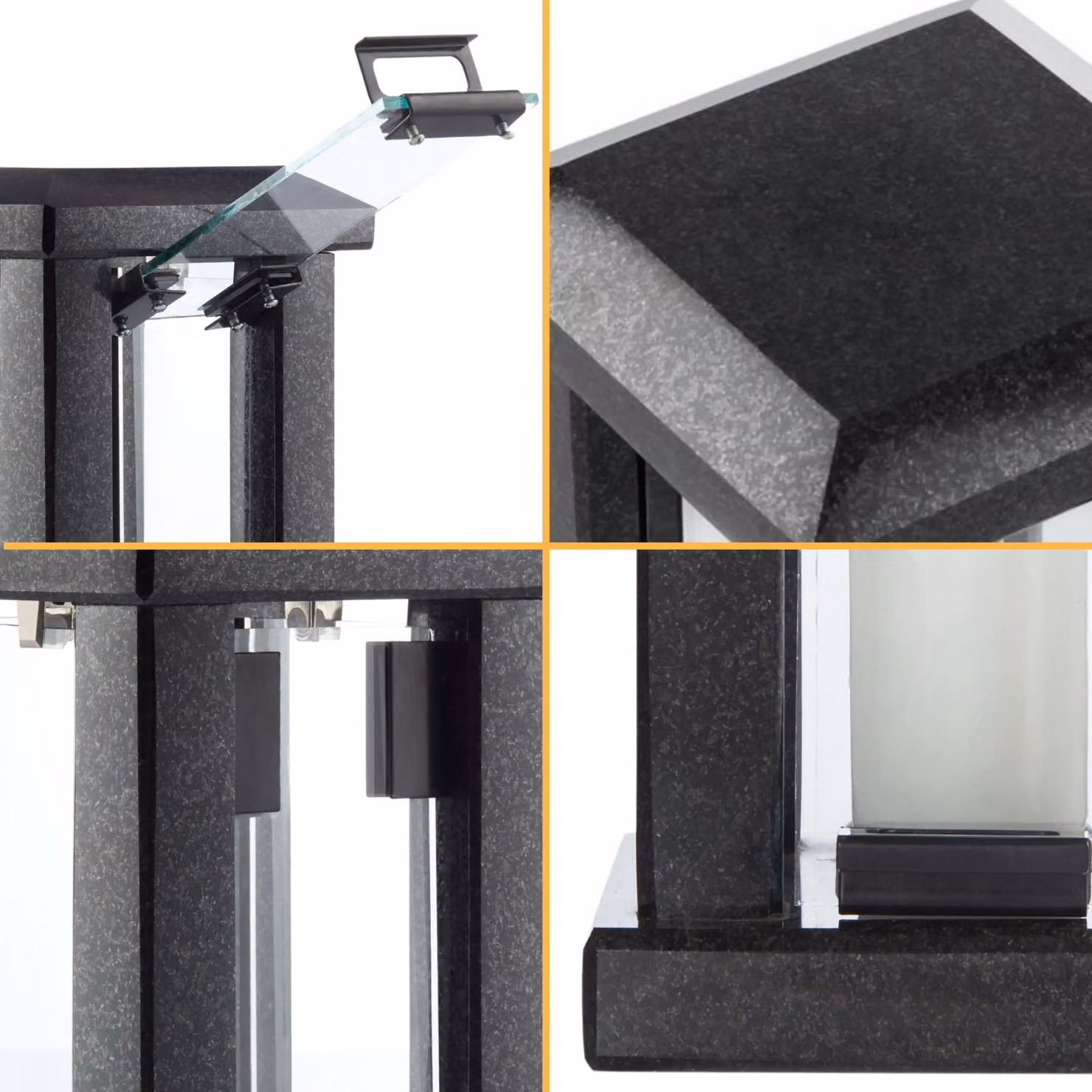 Novecrafto Large Polished Black Granite Memorial Lantern, H 32 cm, W 15 cm, D 15 cm – 8