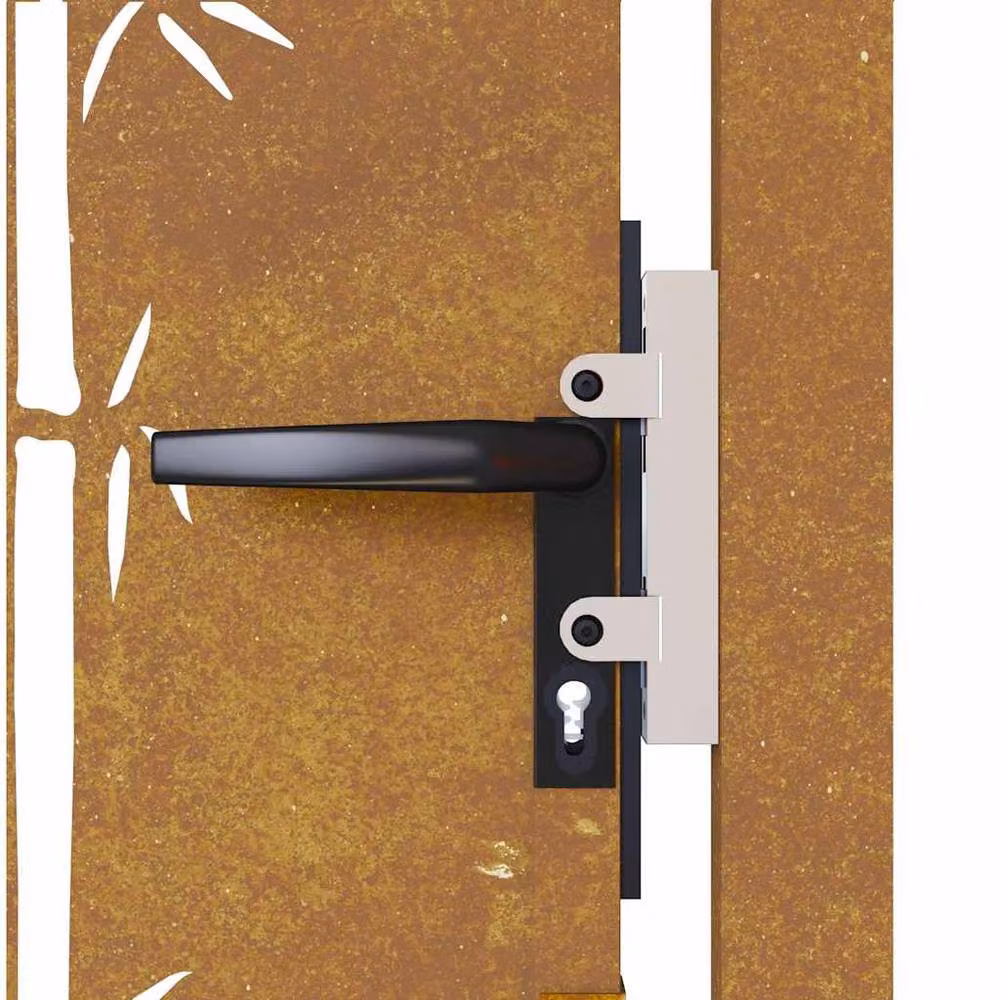 Berkfield Home Beautiful Garden Gate, Brown Corten Steel with Bamboo Design, W: 105 cm, H: 155 cm – 4