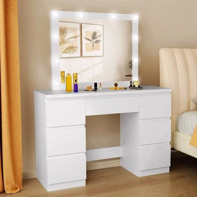 SPETLEK Modern White Metal Makeup Dressing Table – 1