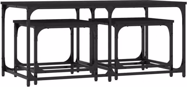 Berkfield Home Nesting Coffee Tables, 3 Piece Set in Black Engineered Wood – 1