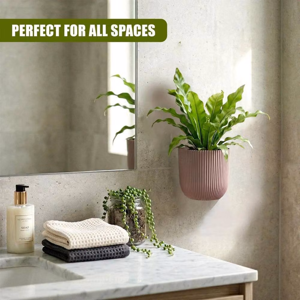 KORVIXA Set of 2 Modern Geometric Wall Planters in Mauve Pink and Purple – 2