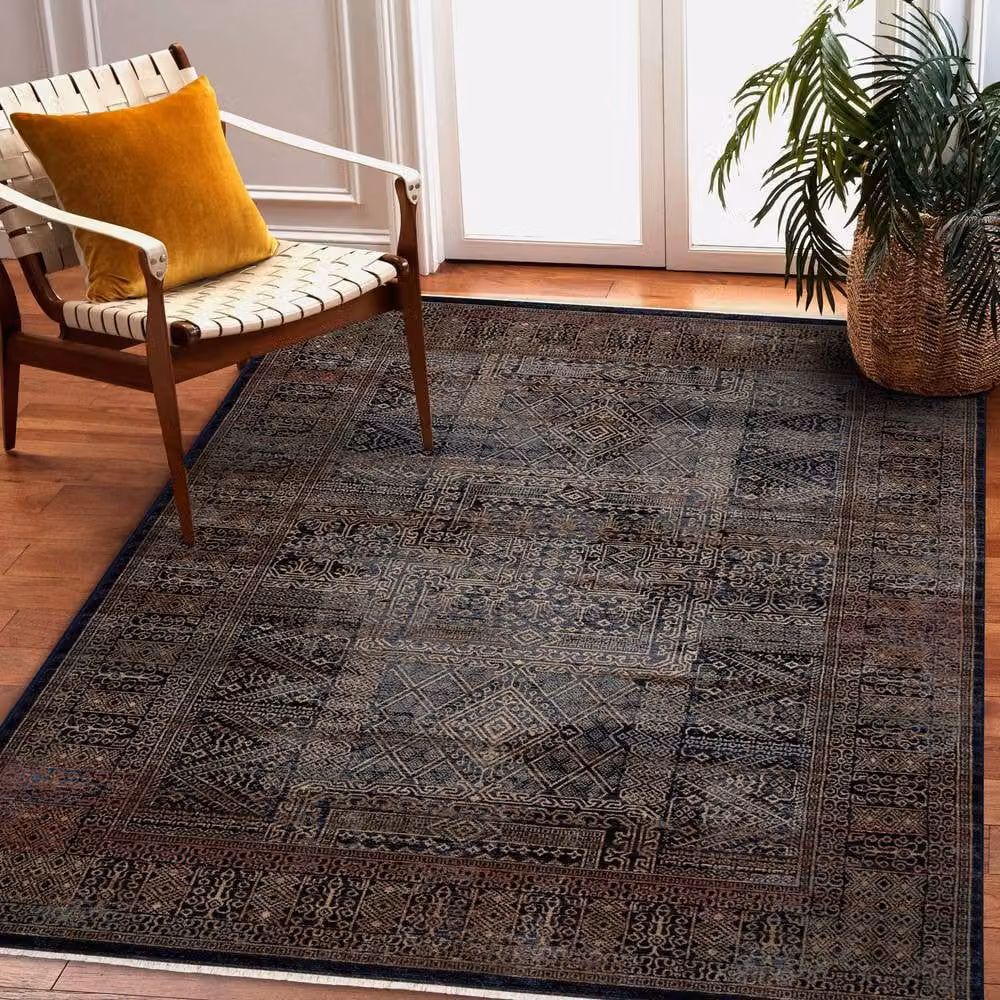 RugsX Gold and Multicolour Wool Keshan Oriental Rectangular Rug W: 80 cm, L: 145 cm – 3