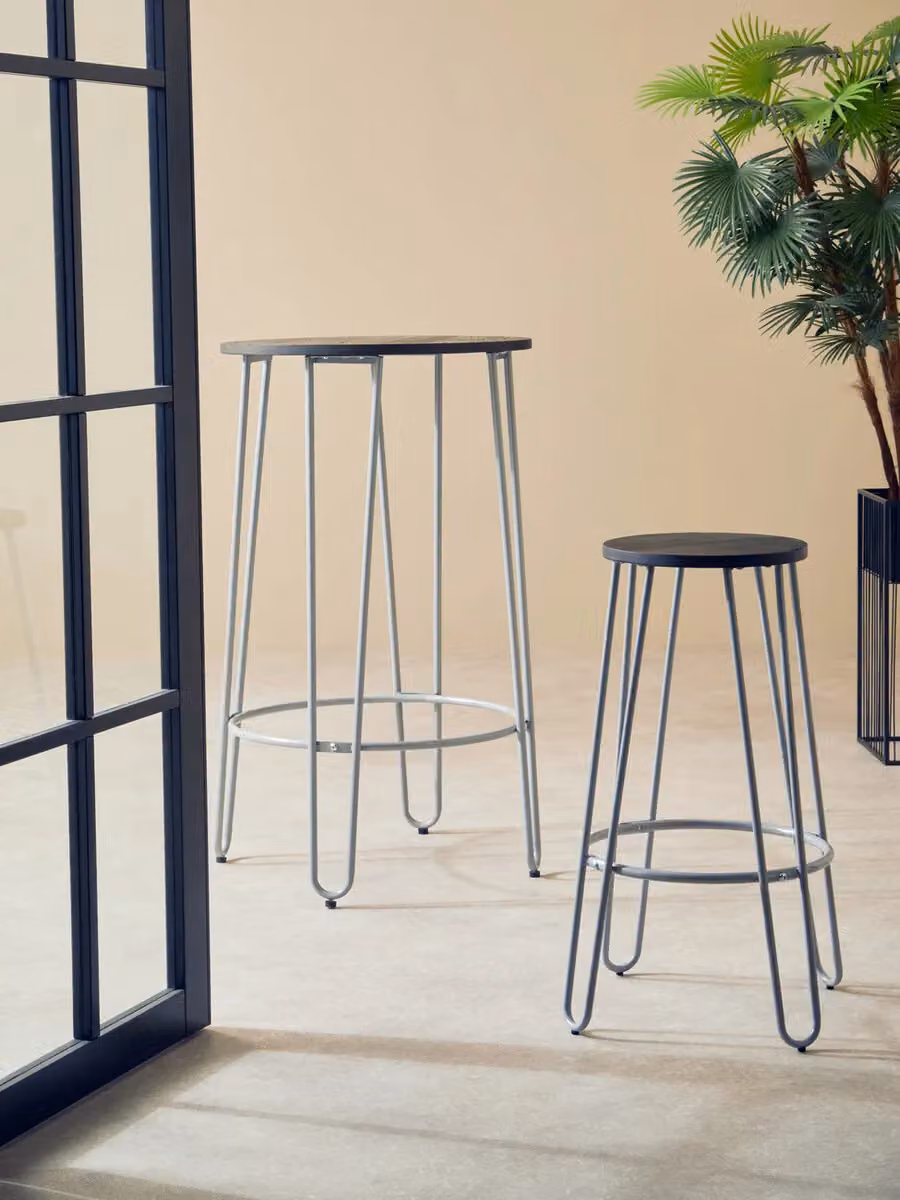 Orsina Modern Metal and Wood Bar Stool in Beige and Grey – 2