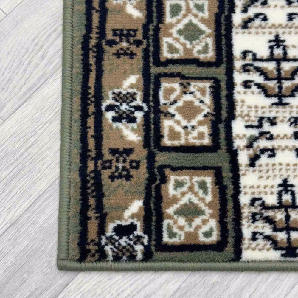 runrug Mayan Hallway Carpet Runner Rug in Green and Multicolour, W: 60 cm, L: 150 cm – 4