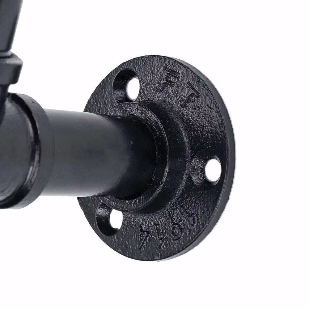 SPETLEK 8x Industrial Iron Pipe Shelf Brackets in Matt Black, Wall Mounted – 1